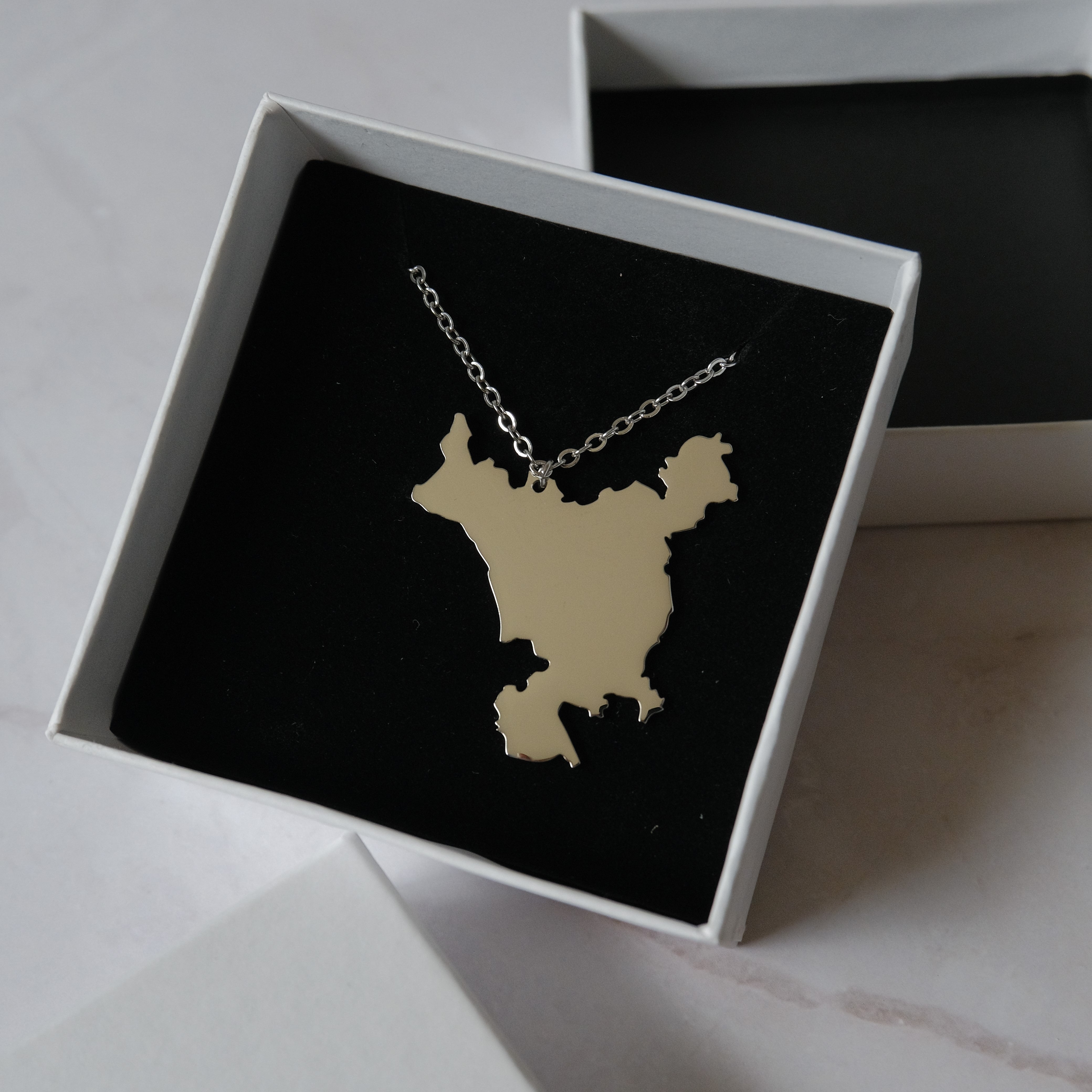 Sterling Silver Map Necklace