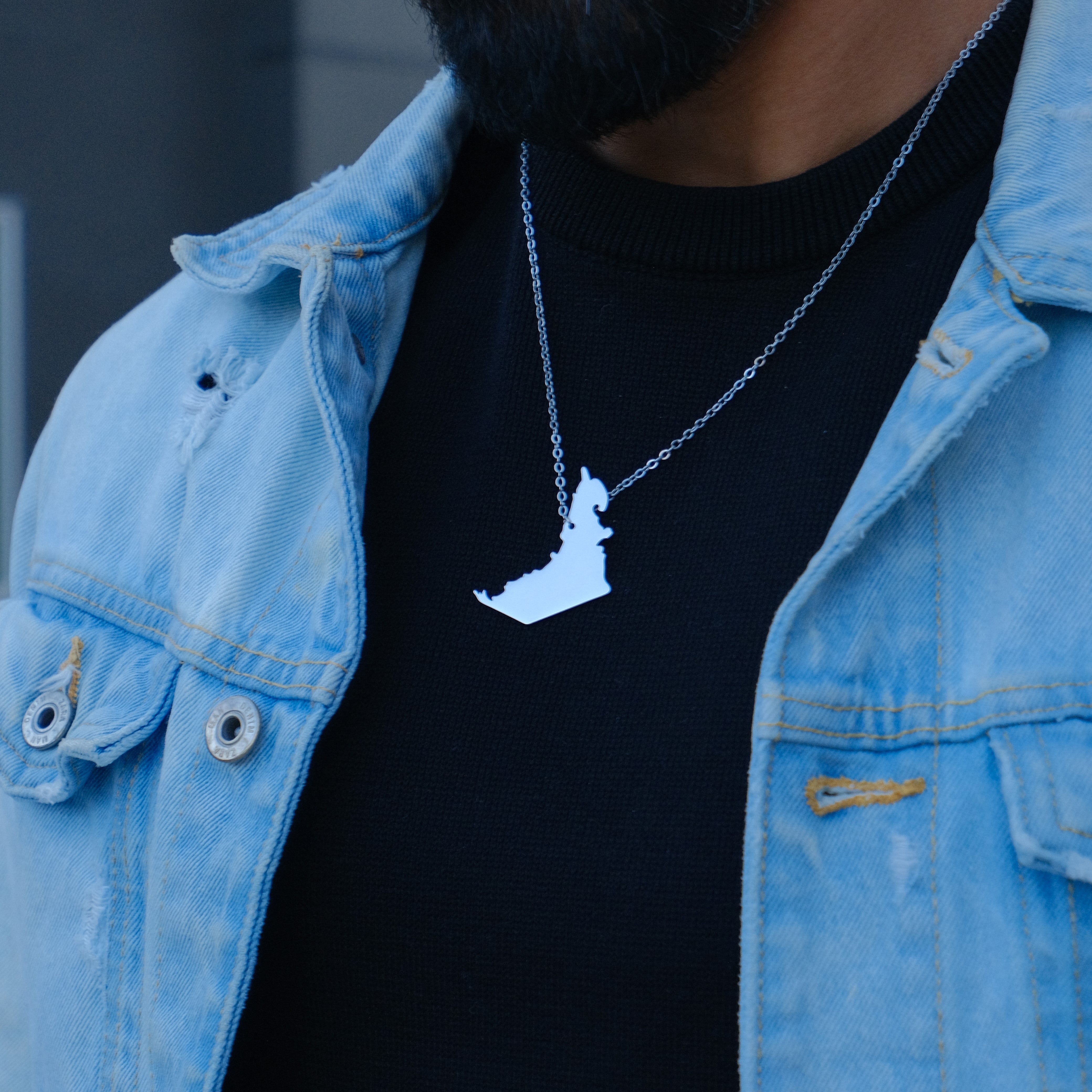 Sterling Silver Map Necklace